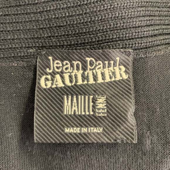 JEAN PAUL GAULTIER Black Knit V-Neck Belted Pullover - Picture 5 of 5